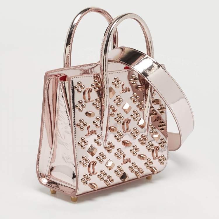 Pre Owned Christian Louboutin Paloma Spike Metallic Pink Patent Leather Tote