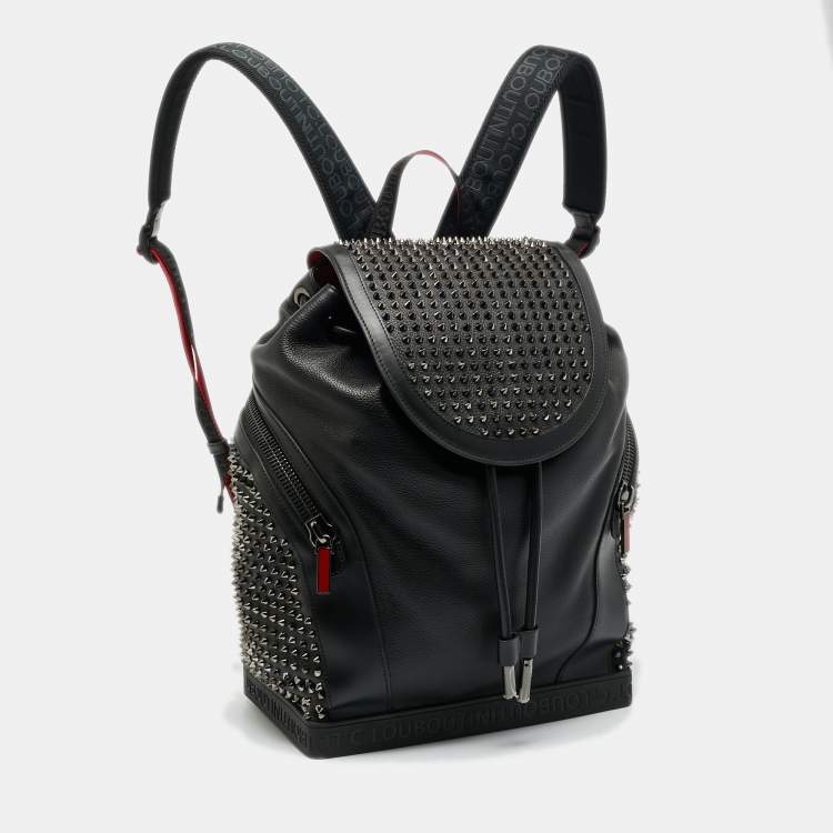 Pre Owned Christian Louboutin Explorafunk Spikes Black Leather and Rubber Backpack
