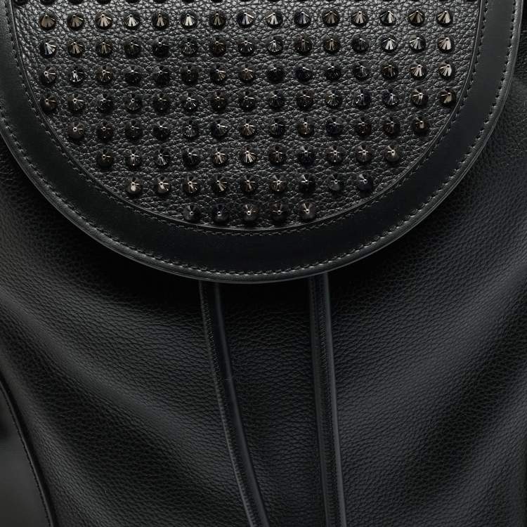 Pre Owned Christian Louboutin Explorafunk Spikes Black Leather and Rubber Backpack