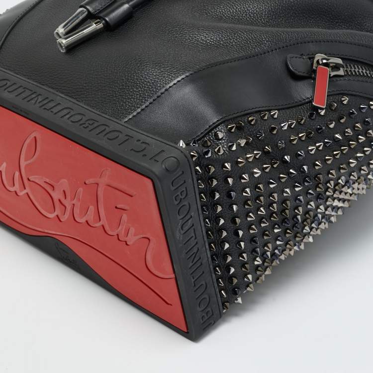 Pre Owned Christian Louboutin Explorafunk Spikes Black Leather and Rubber Backpack