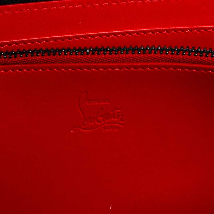 Pre Owned Christian Louboutin Blue Leather Spike Panettone Zip Around Wallet