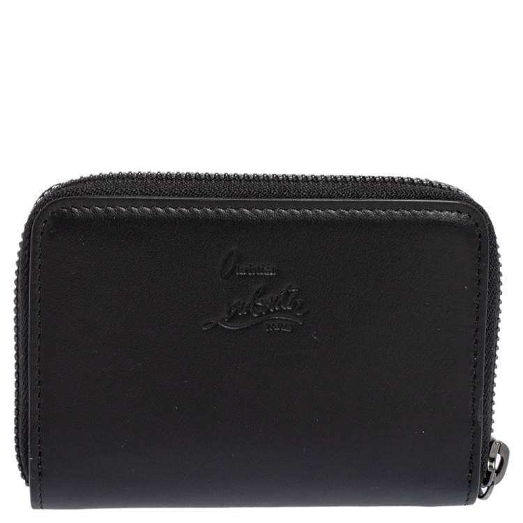 مملوكة مسبقًا Christian Louboutin Black Spike Leather Panettone Coin Purse