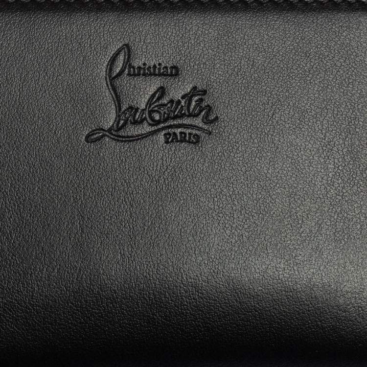 مملوكة مسبقًا Christian Louboutin Black Spike Leather Panettone Coin Purse