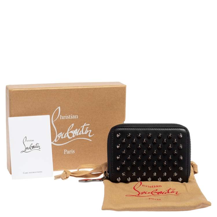 مملوكة مسبقًا Christian Louboutin Black Spike Leather Panettone Coin Purse