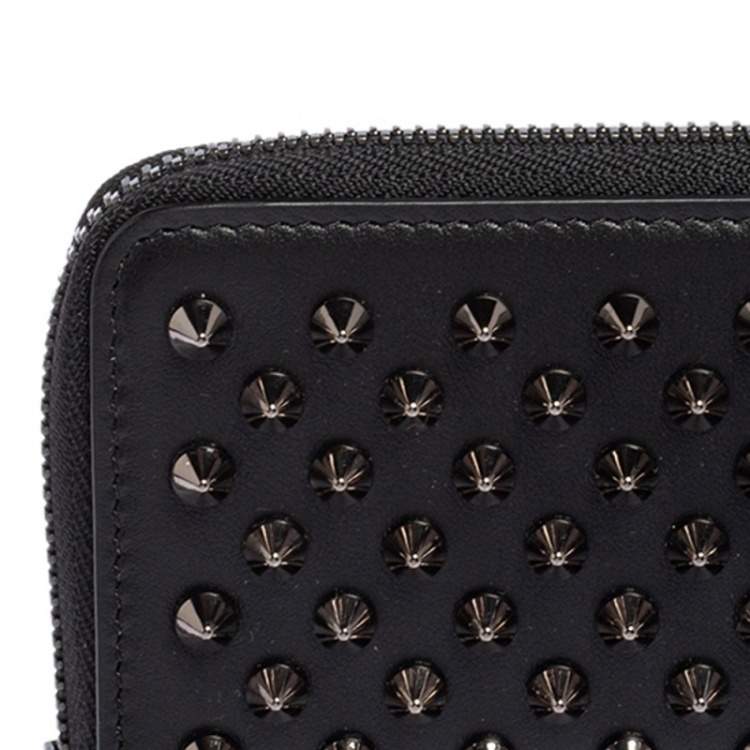 مملوكة مسبقًا Christian Louboutin Black Spike Leather Panettone Coin Purse
