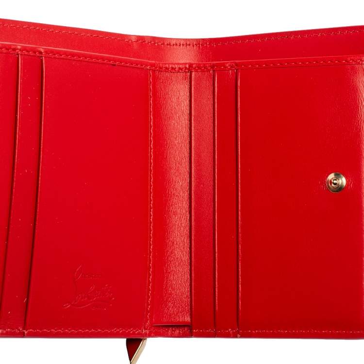 Pre Owned Christian Louboutin Black Leather Logo Trifold Compact Wallet