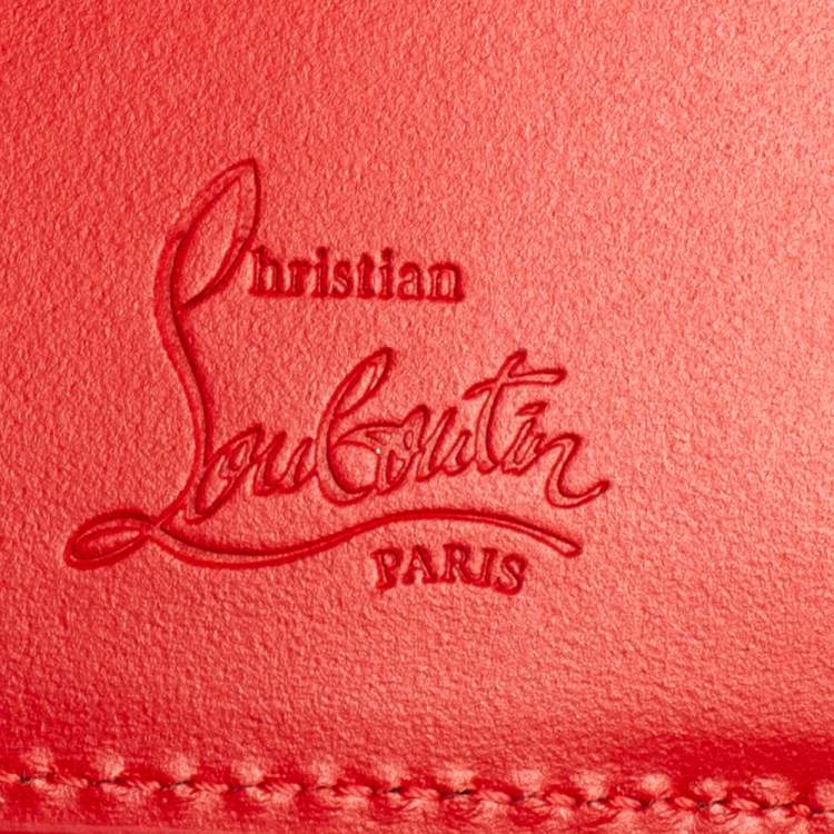 Pre Owned Christian Louboutin Black Leather Logo Trifold Compact Wallet