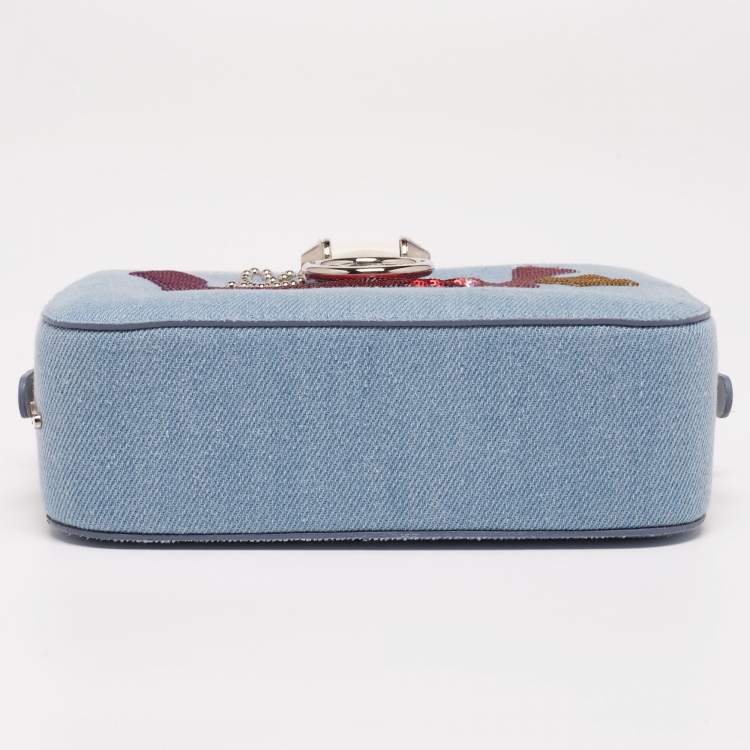Pre Owned Christian Louboutin Blue Denim Mini Rubylou Love Crossbody Bag  