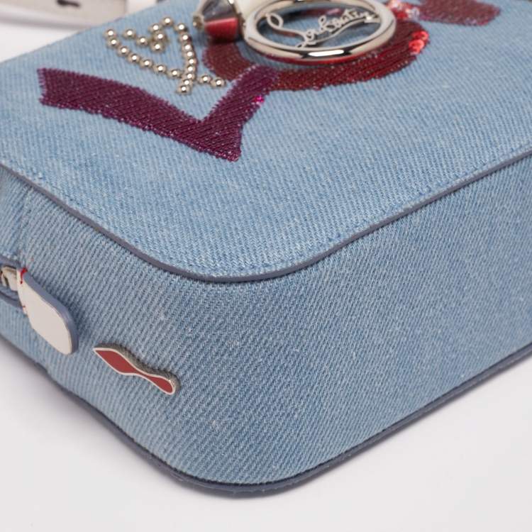 Pre Owned Christian Louboutin Blue Denim Mini Rubylou Love Crossbody Bag  