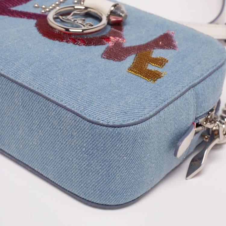 Pre Owned Christian Louboutin Blue Denim Mini Rubylou Love Crossbody Bag  