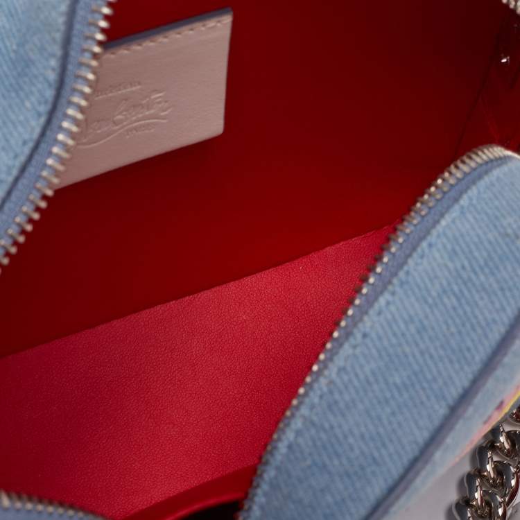Pre Owned Christian Louboutin Blue Denim Mini Rubylou Love Crossbody Bag  