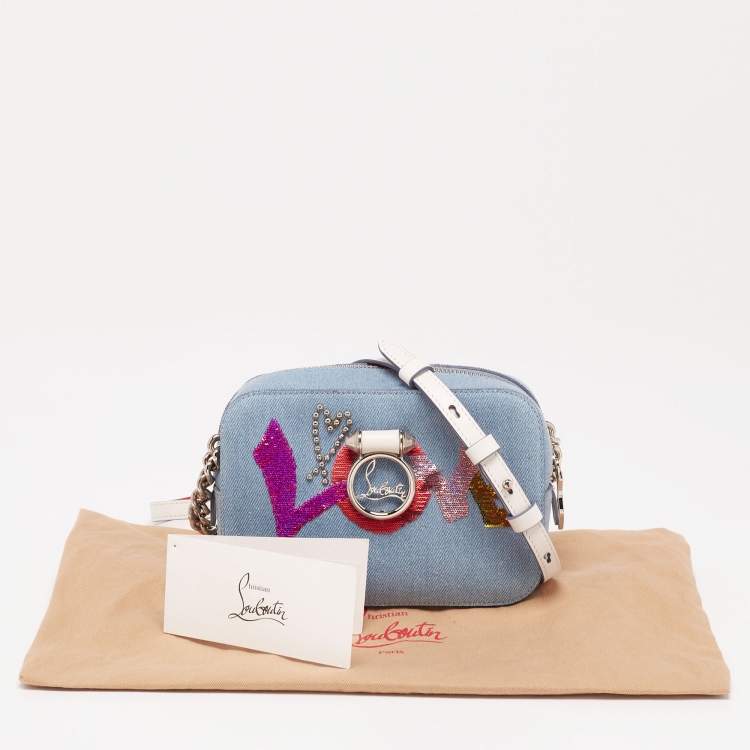 Pre Owned Christian Louboutin Blue Denim Mini Rubylou Love Crossbody Bag  