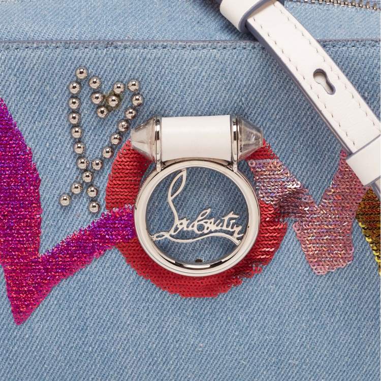 Pre Owned Christian Louboutin Blue Denim Mini Rubylou Love Crossbody Bag  