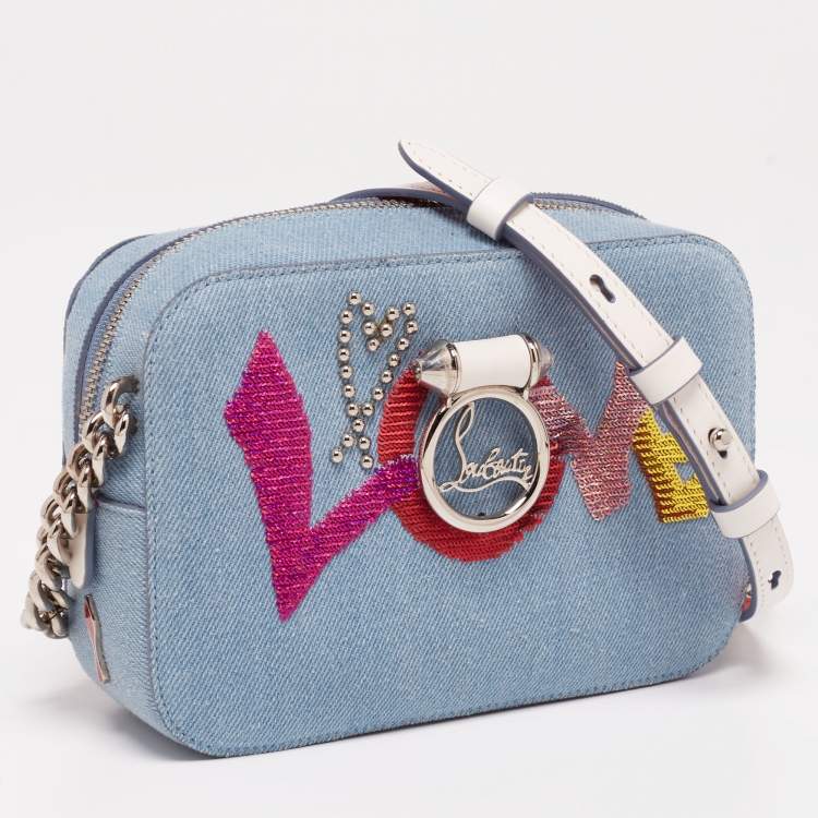 Pre Owned Christian Louboutin Blue Denim Mini Rubylou Love Crossbody Bag  