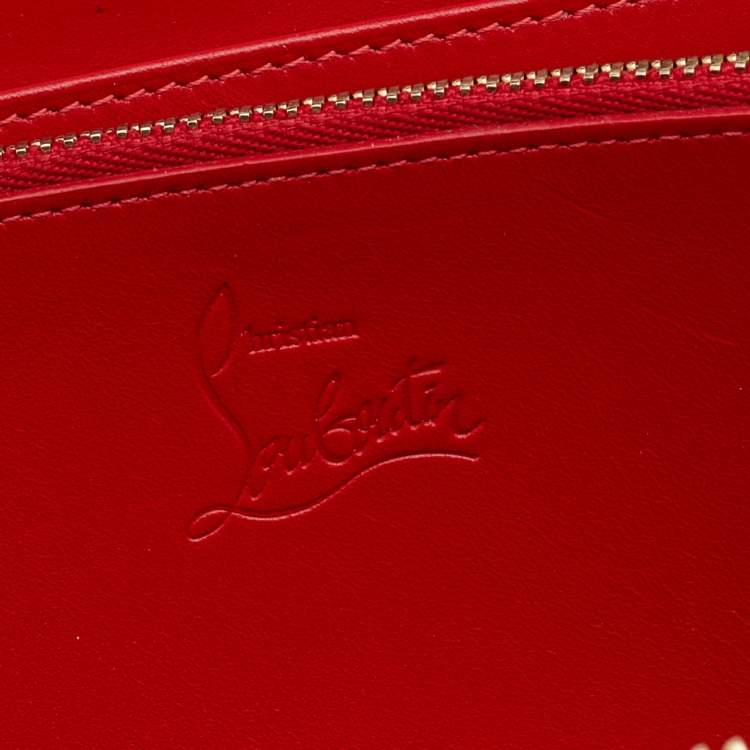Pre Owned Christian Louboutin Multicolor Patent Leather Panettone Spike Zip Around Wallet
