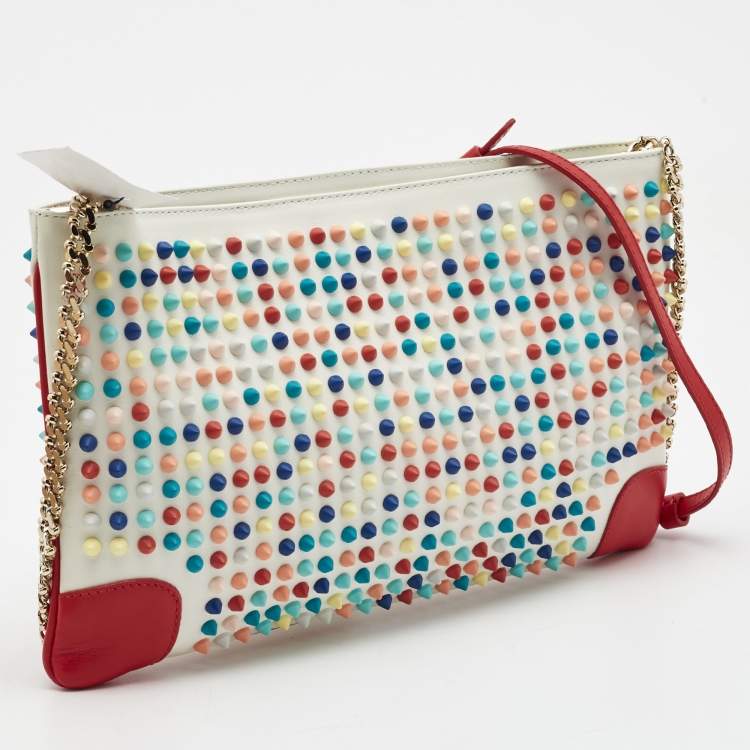 Pre Owned Christian Louboutin Multicolour Leather Loupibosh Spike Clutch Bag