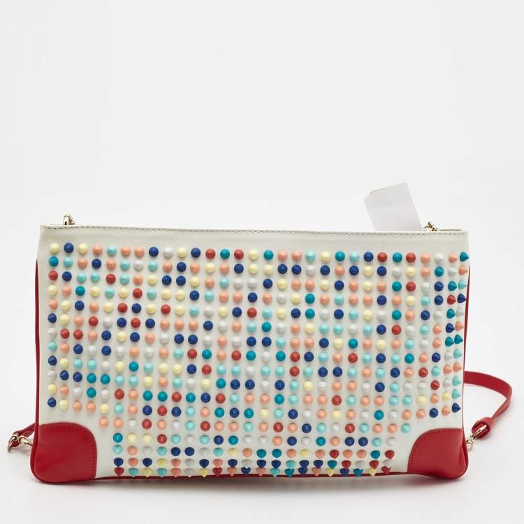 Pre Owned Christian Louboutin Multicolour Leather Loupibosh Spike Clutch Bag