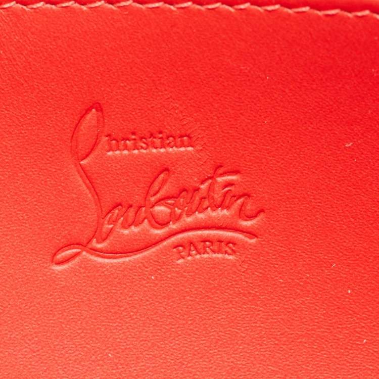 Pre Owned Christian Louboutin Black/Red Leather and Rubber Panettone Zip Around Wallet
