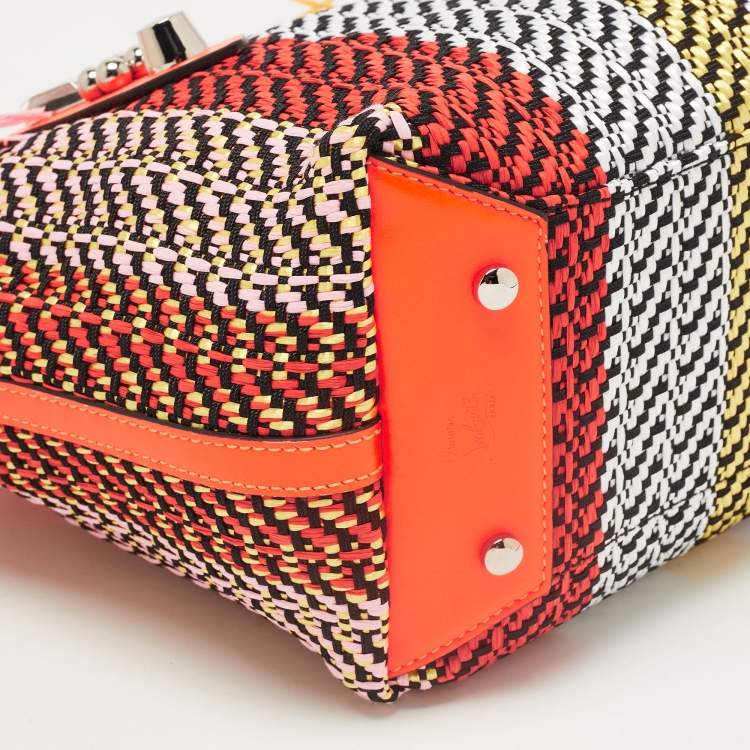 Pre Owned Christian Louboutin Multicolor Straw  and Leather Small fringe Frangibus Tote
