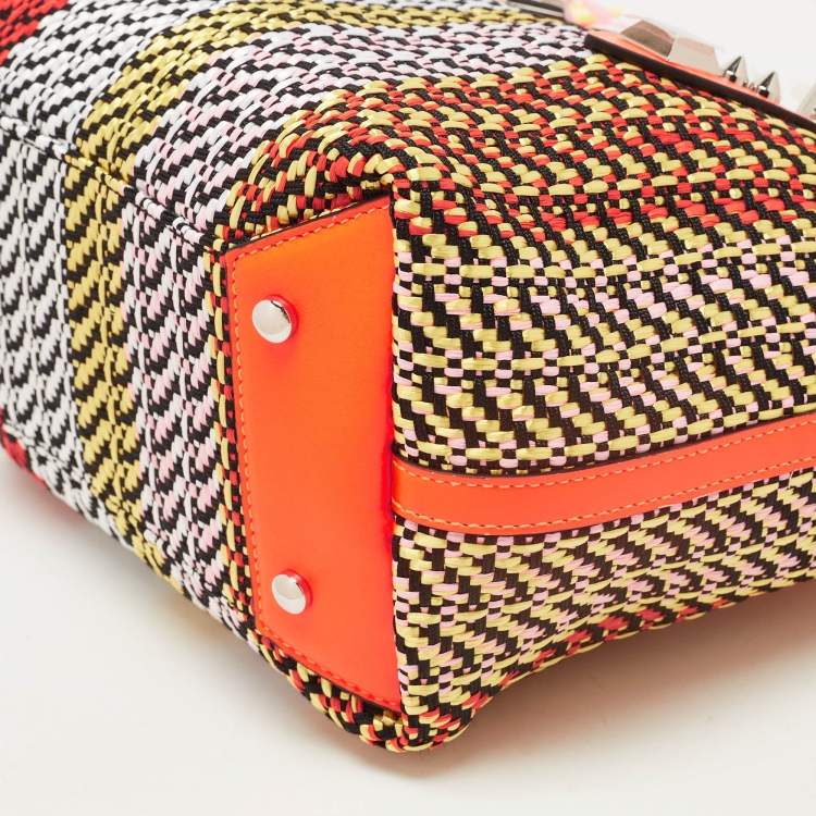 Pre Owned Christian Louboutin Multicolor Straw  and Leather Small fringe Frangibus Tote