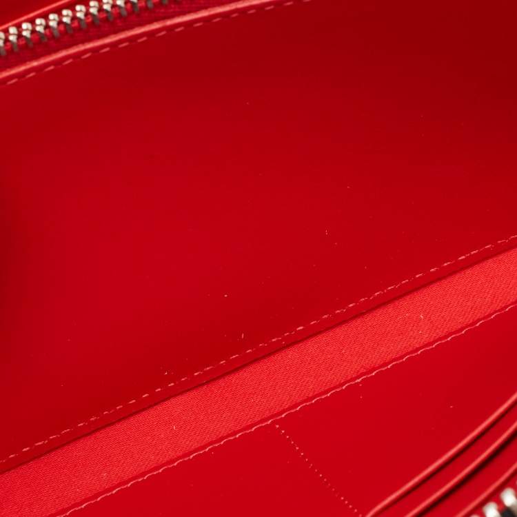 Pre Owned Christian Louboutin Grey/Red Leather and Rubber Panettone Zip Around Wallet