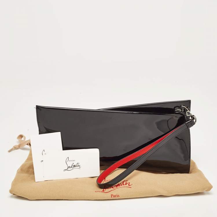Pre Owned Christian Louboutin Black Patent Leather Loubitwist Clutch
