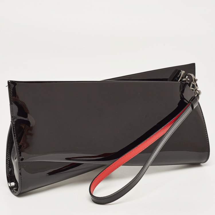 Pre Owned Christian Louboutin Black Patent Leather Loubitwist Clutch