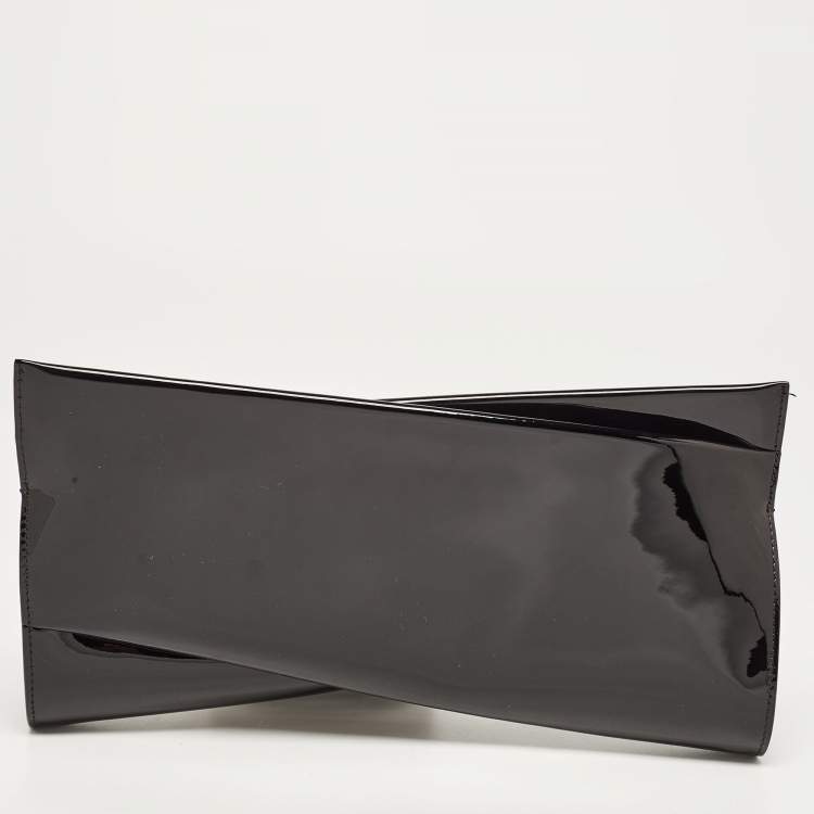 Pre Owned Christian Louboutin Black Patent Leather Loubitwist Clutch