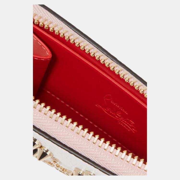 Pre Owned Christian Louboutin Leather Studded Coin Zip Wallet
