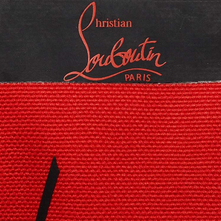Pre Owned Christian Louboutin Red Canvas Mini Cabalace Tote