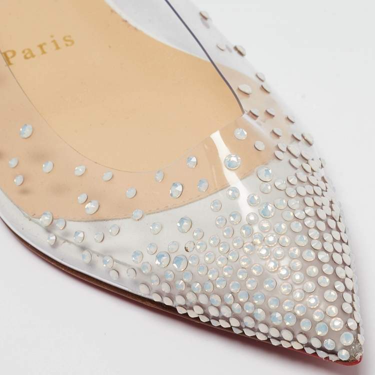 Pre Owned Christian Louboutin White Leather and PVC Degrastrass Ballet Flats Size 37
