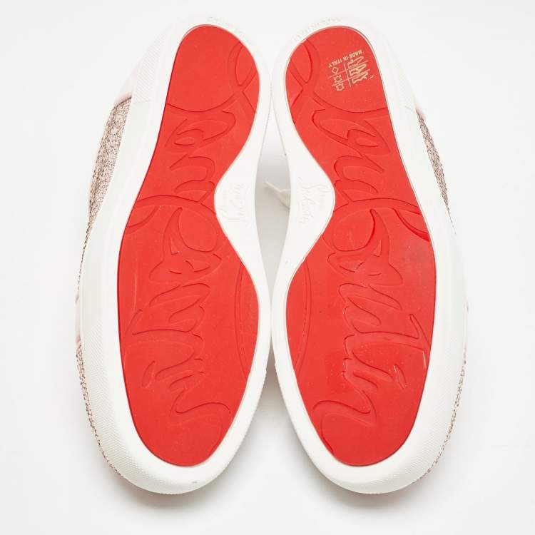 Pre Owned Christian Louboutin Pink Suede Vieira Strass Sneakers Size 38