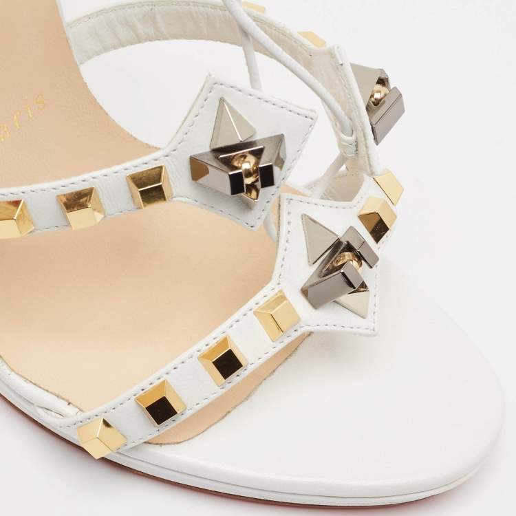 Pre Owned Christian Louboutin White Leather Multiplaticool Sandals Size 39.5