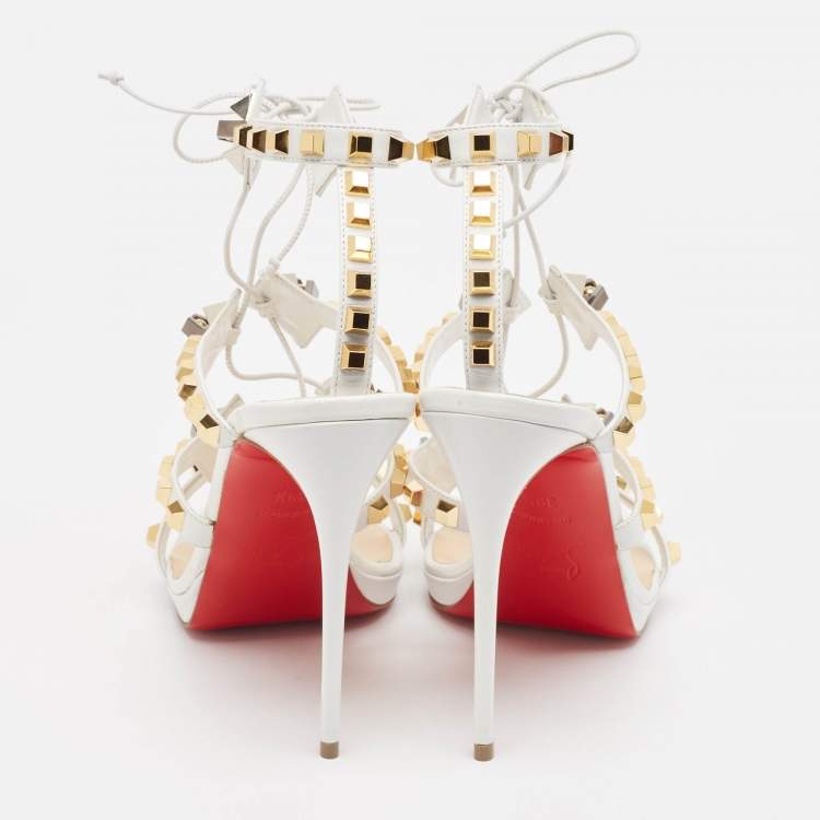 Pre Owned Christian Louboutin White Leather Multiplaticool Sandals Size 39.5
