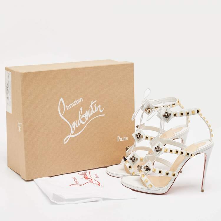 Pre Owned Christian Louboutin White Leather Multiplaticool Sandals Size 39.5