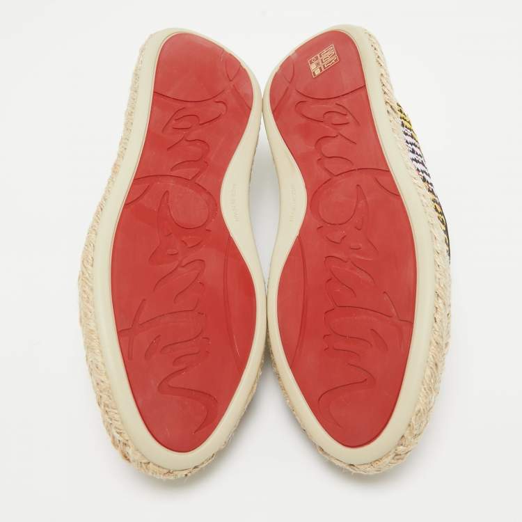 مملوكة مسبقًا Christian Louboutin Multicolor Raffia Espananou Cruise Espadrille Flats Size 39