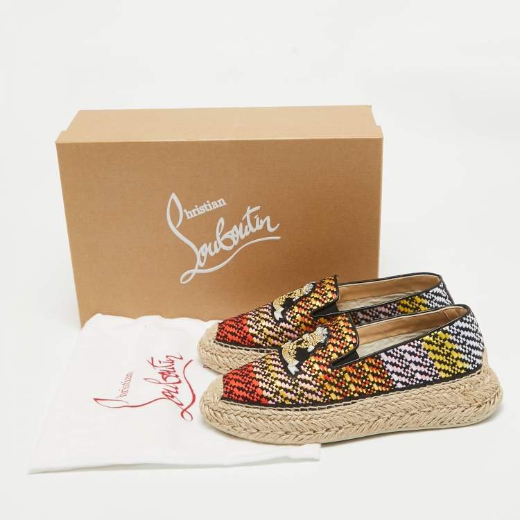 مملوكة مسبقًا Christian Louboutin Multicolor Raffia Espananou Cruise Espadrille Flats Size 39