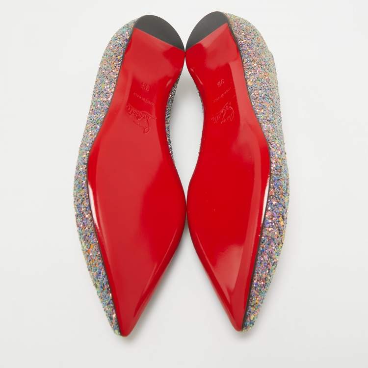 Pre Owned Christian Louboutin Multicolor Glitter Kate Ballet Flats Size 35