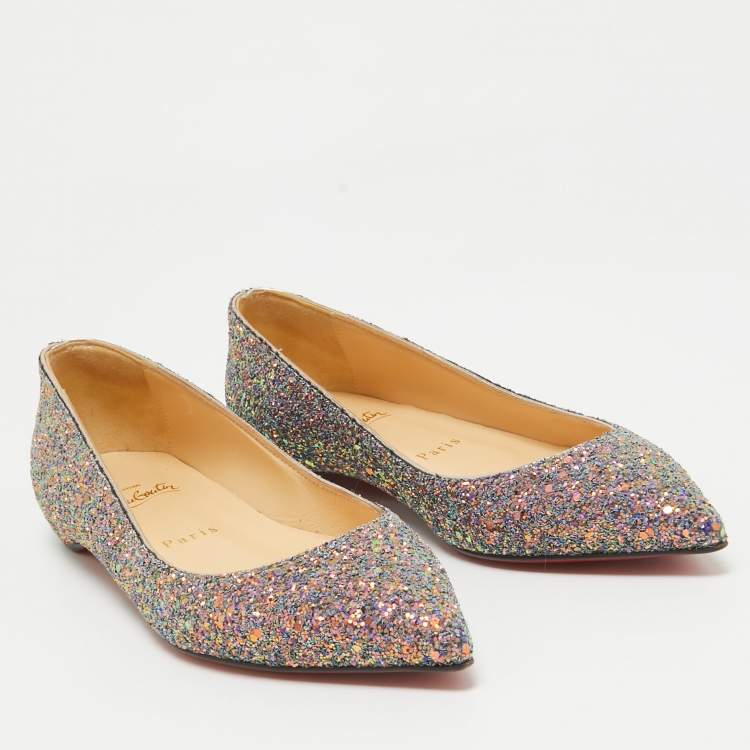 Pre Owned Christian Louboutin Multicolor Glitter Kate Ballet Flats Size 35