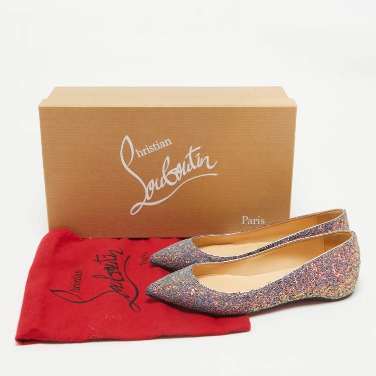 Pre Owned Christian Louboutin Multicolor Glitter Kate Ballet Flats Size 35