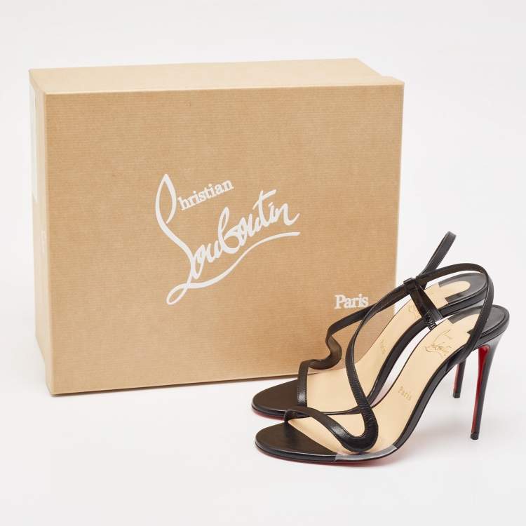 Pre Owned Christian Louboutin Black Leather Rosalie Sandals Size 37.5