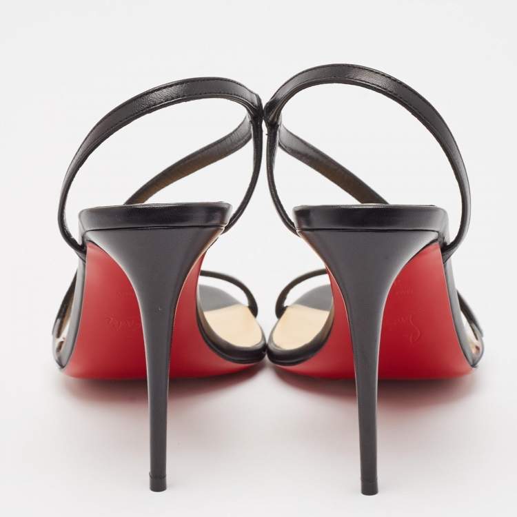 Pre Owned Christian Louboutin Black Leather Rosalie Sandals Size 37.5