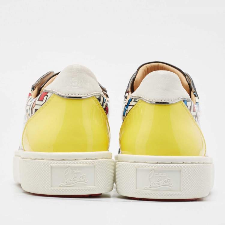 Pre Owned Christian Louboutin Multicolor Printed Patent Leather Vieirissima Sneakers Size 37