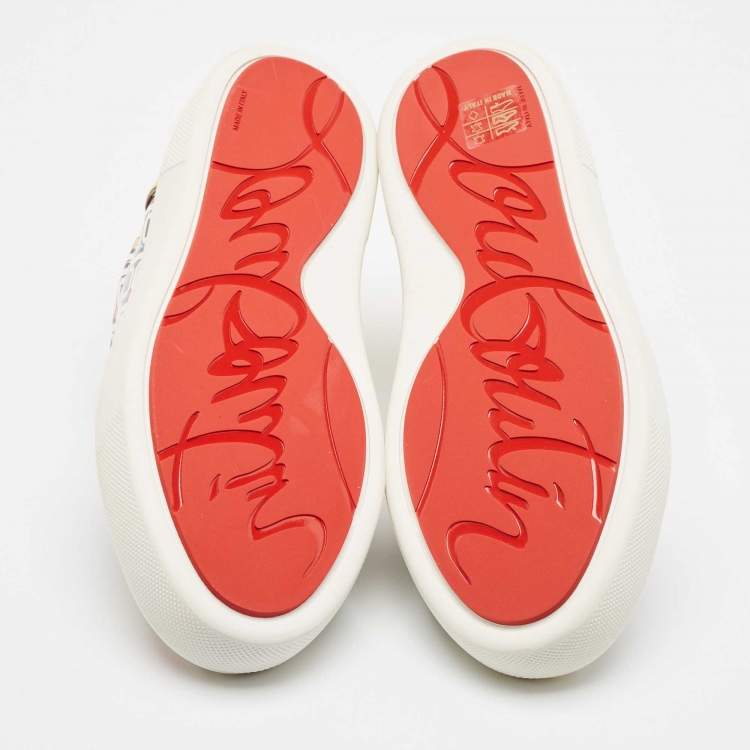 Pre Owned Christian Louboutin Multicolor Printed Patent Leather Vieirissima Sneakers Size 37