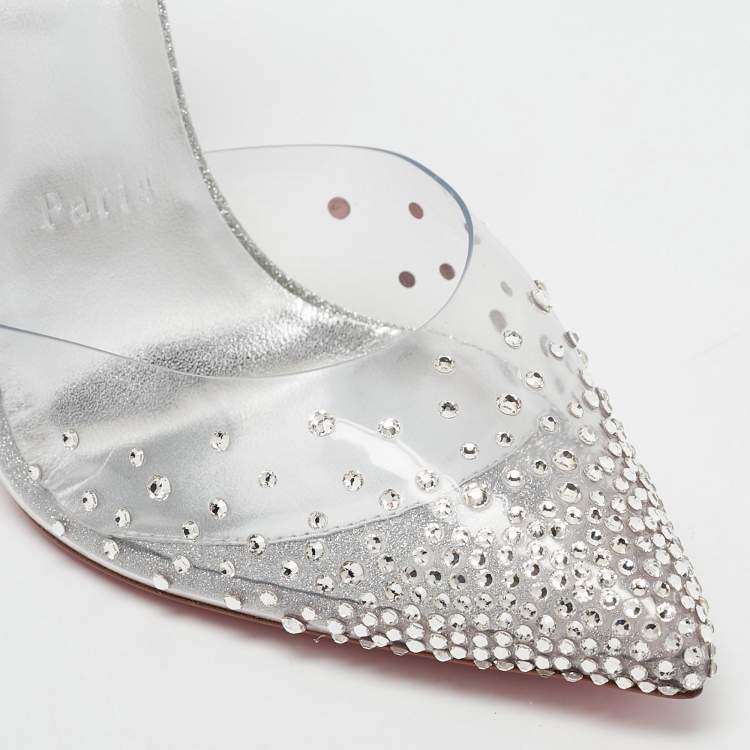 مملوكة مسبقًا Christian Louboutin Transparent PVC and Glitter Spikaqueen Pumps Size 38.5