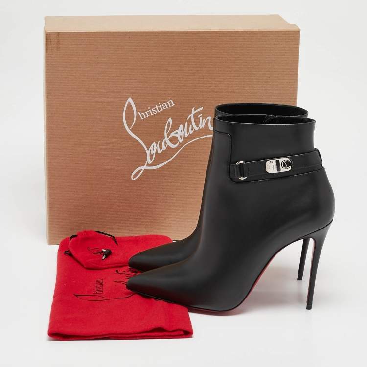 Pre Owned Christian Louboutin Black Leather Lock So Kate Booties Size 38.5