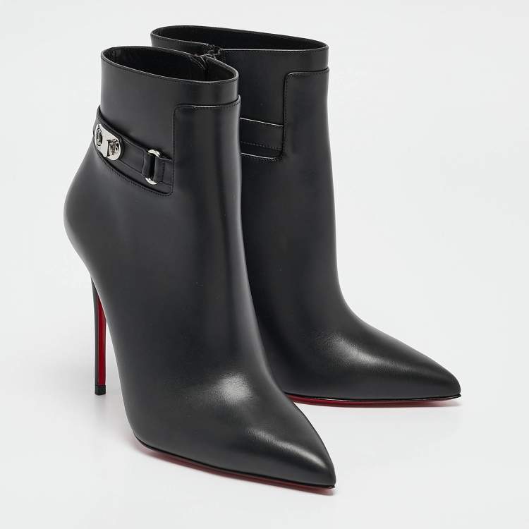 Pre Owned Christian Louboutin Black Leather Lock So Kate Booties Size 38.5