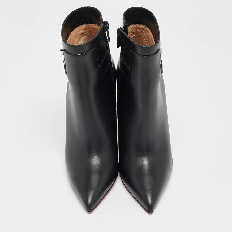 Pre Owned Christian Louboutin Black Leather Lock So Kate Booties Size 38.5