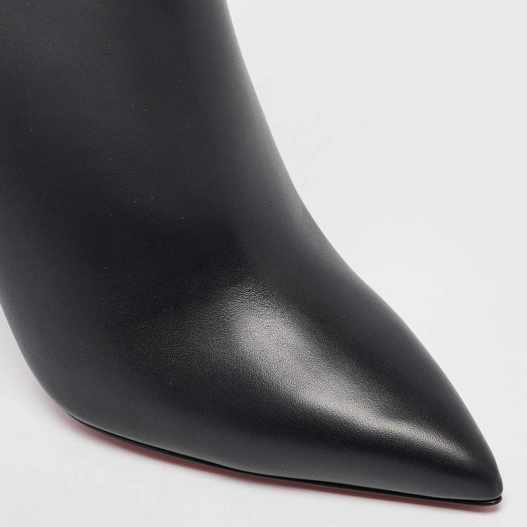 Pre Owned Christian Louboutin Black Leather Lock So Kate Booties Size 38.5
