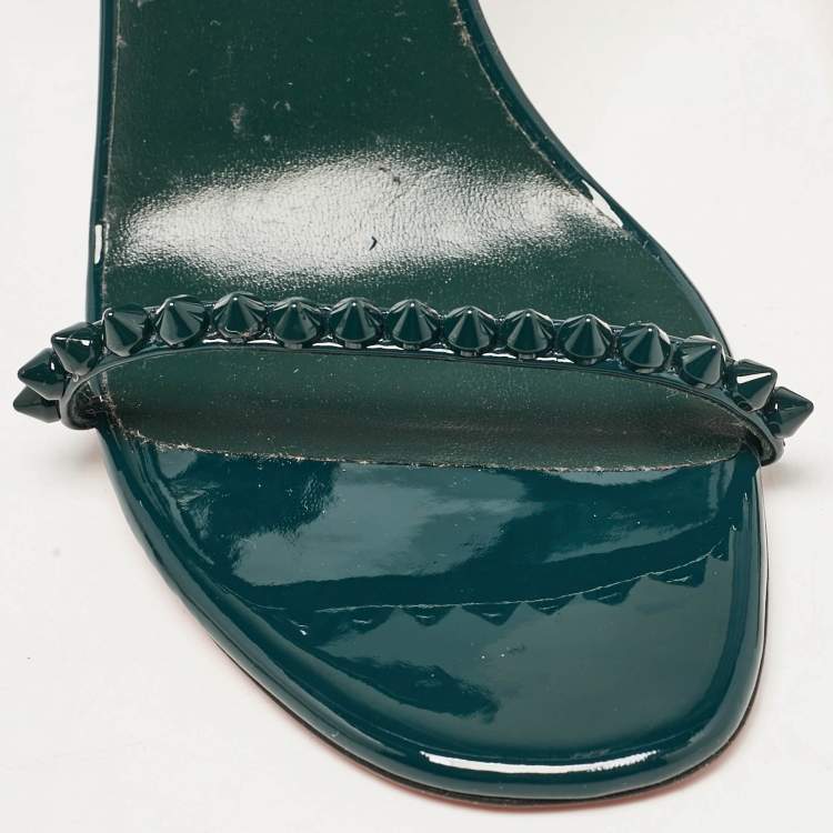 Pre Owned Christian Louboutin Green Patent Leather So Me Ankle Strap Sandals Size 36